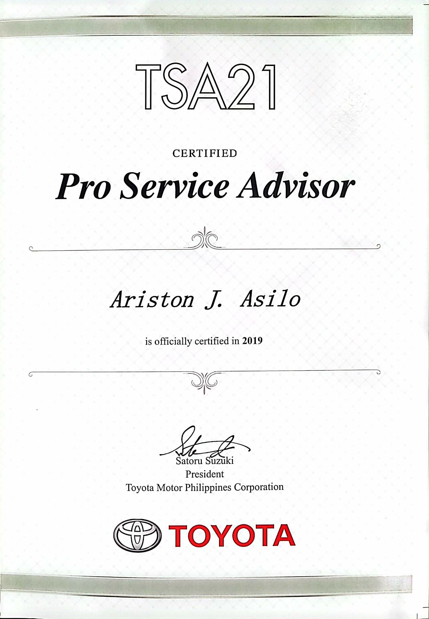 PRO SERVICE ADVISOR CERTIFICATION