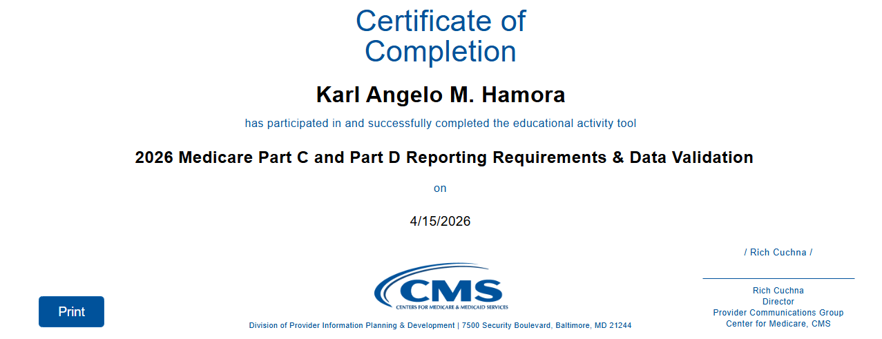 MedVa Certificate