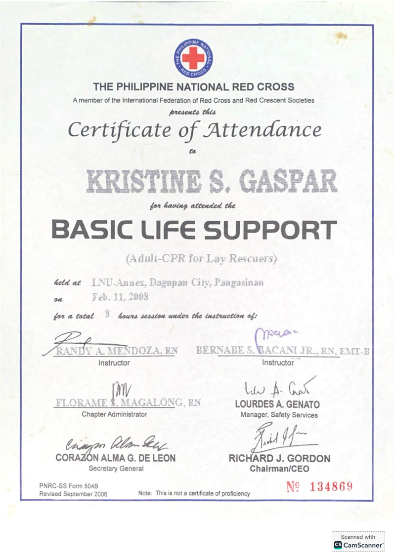 Certificate of Attendance