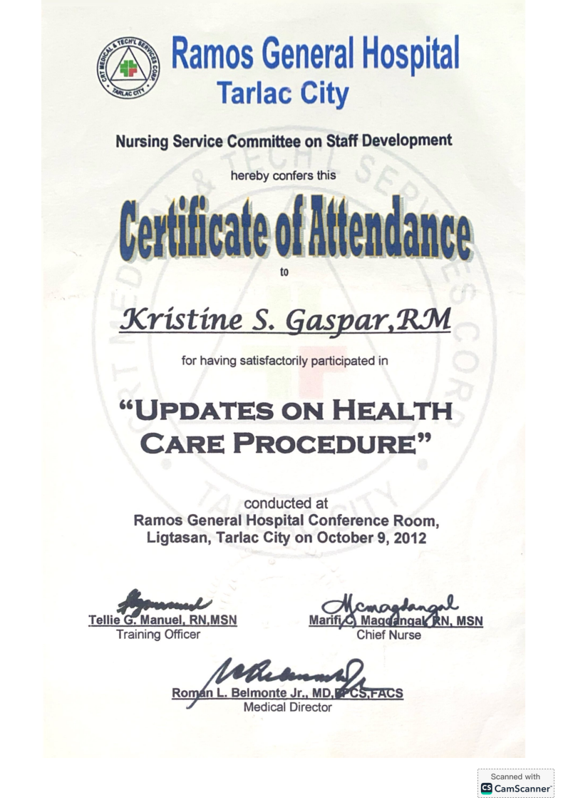 Certificate of Attendance