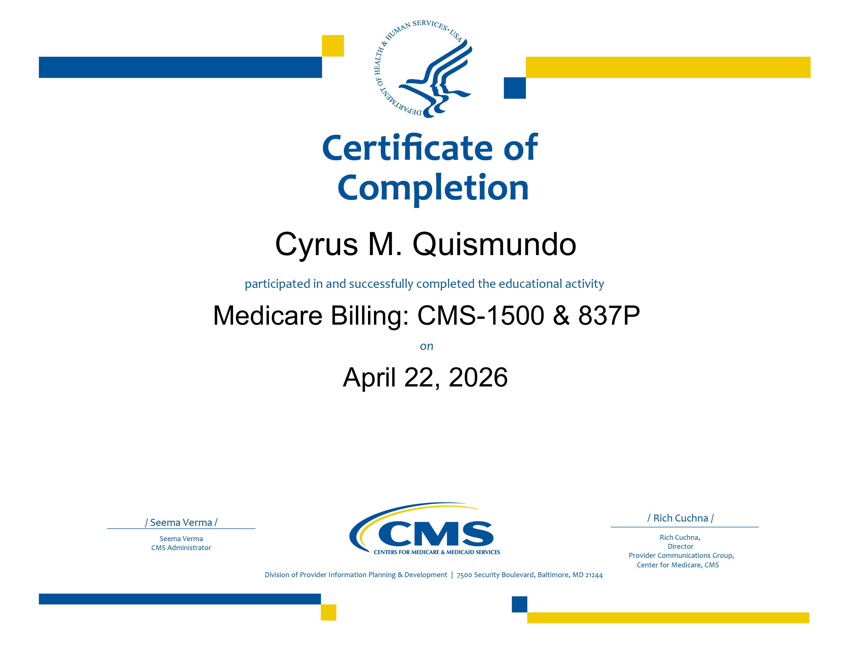 Medicare Billing: CMS-1500 & 837P