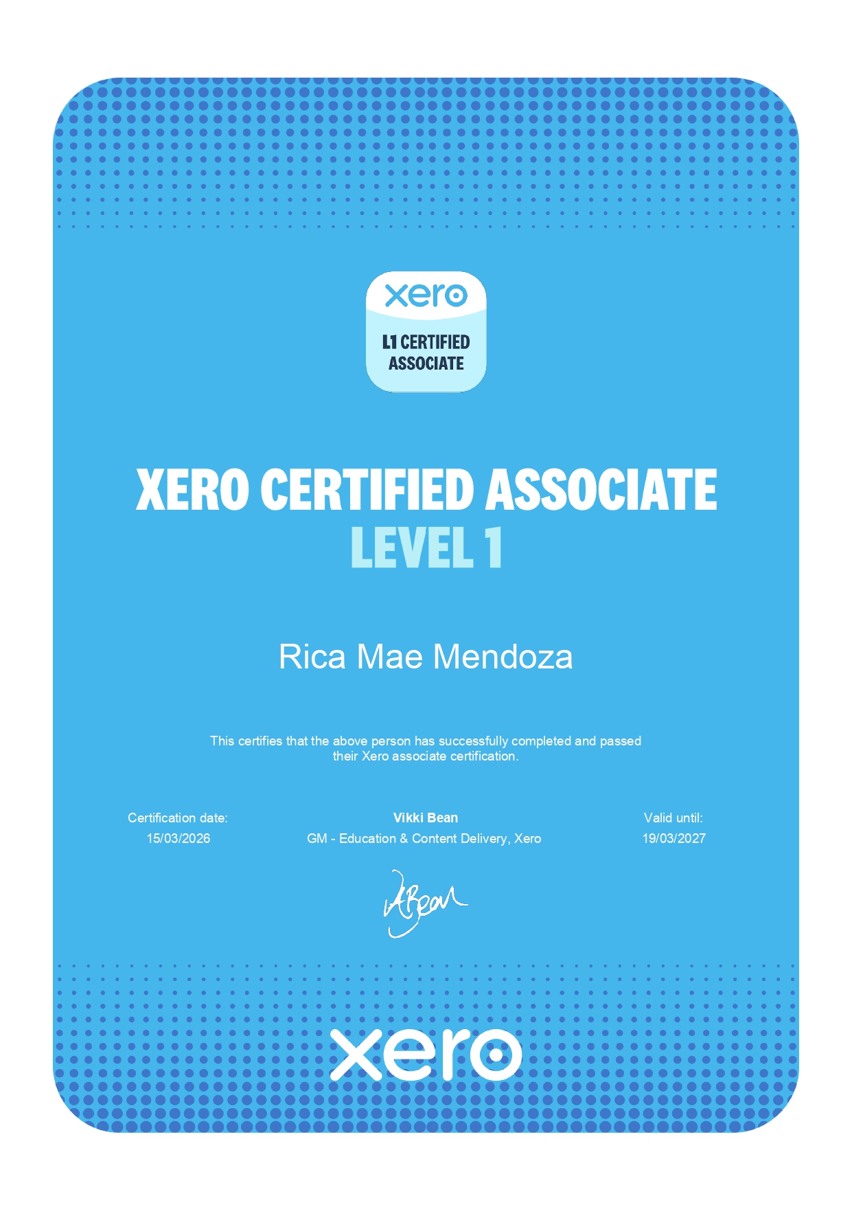 Level 1 Xero Certified Associate