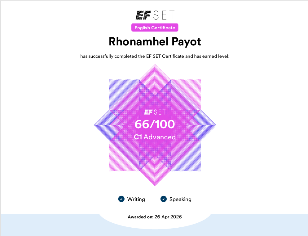 EF SET Certificate