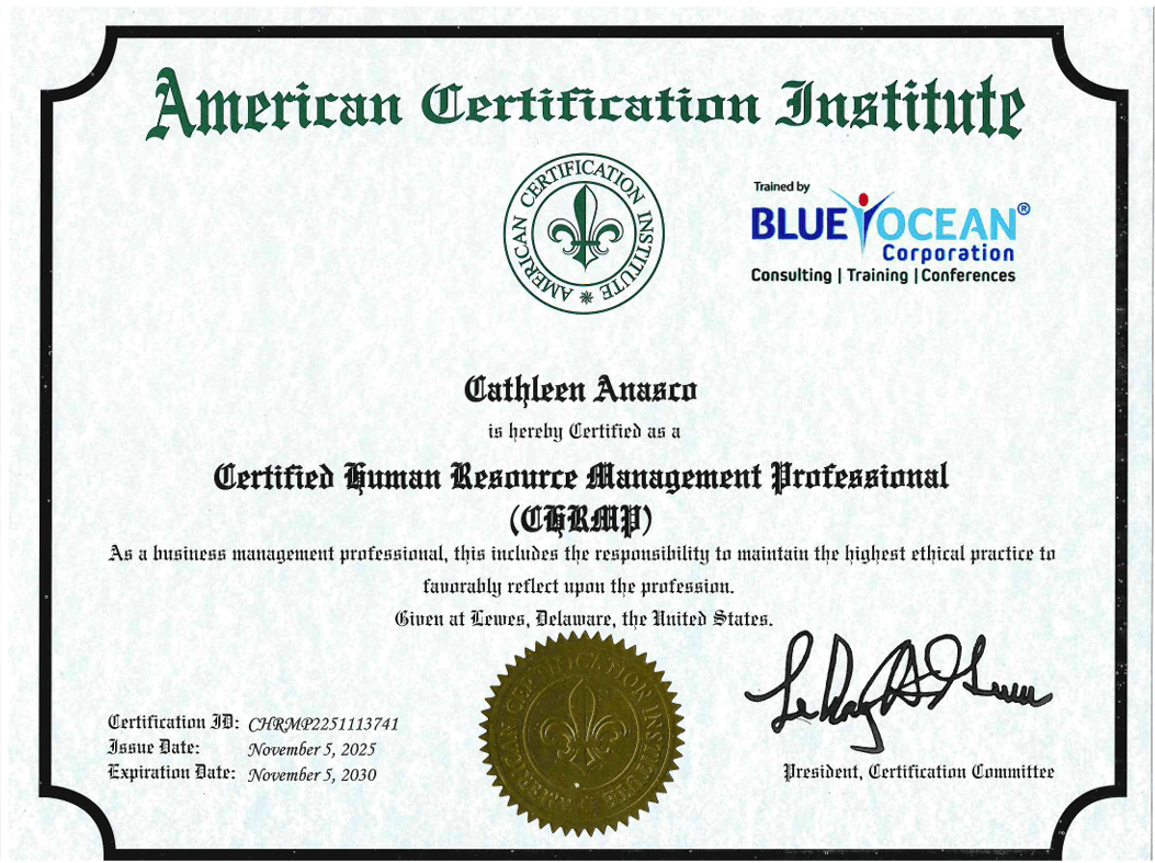 CHRMP Certificate