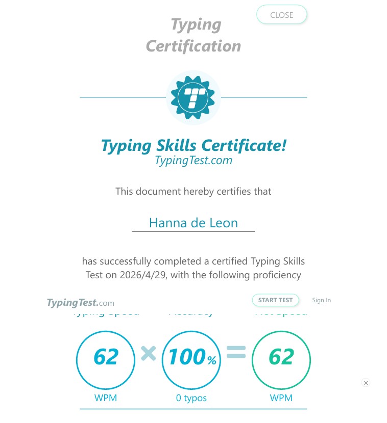 Typing Certification
