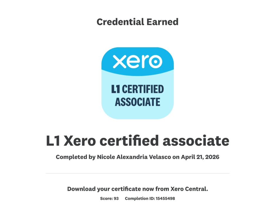 Level 1 Xero Certificate
