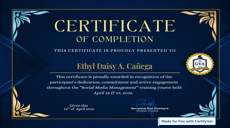 Certificate of Completion