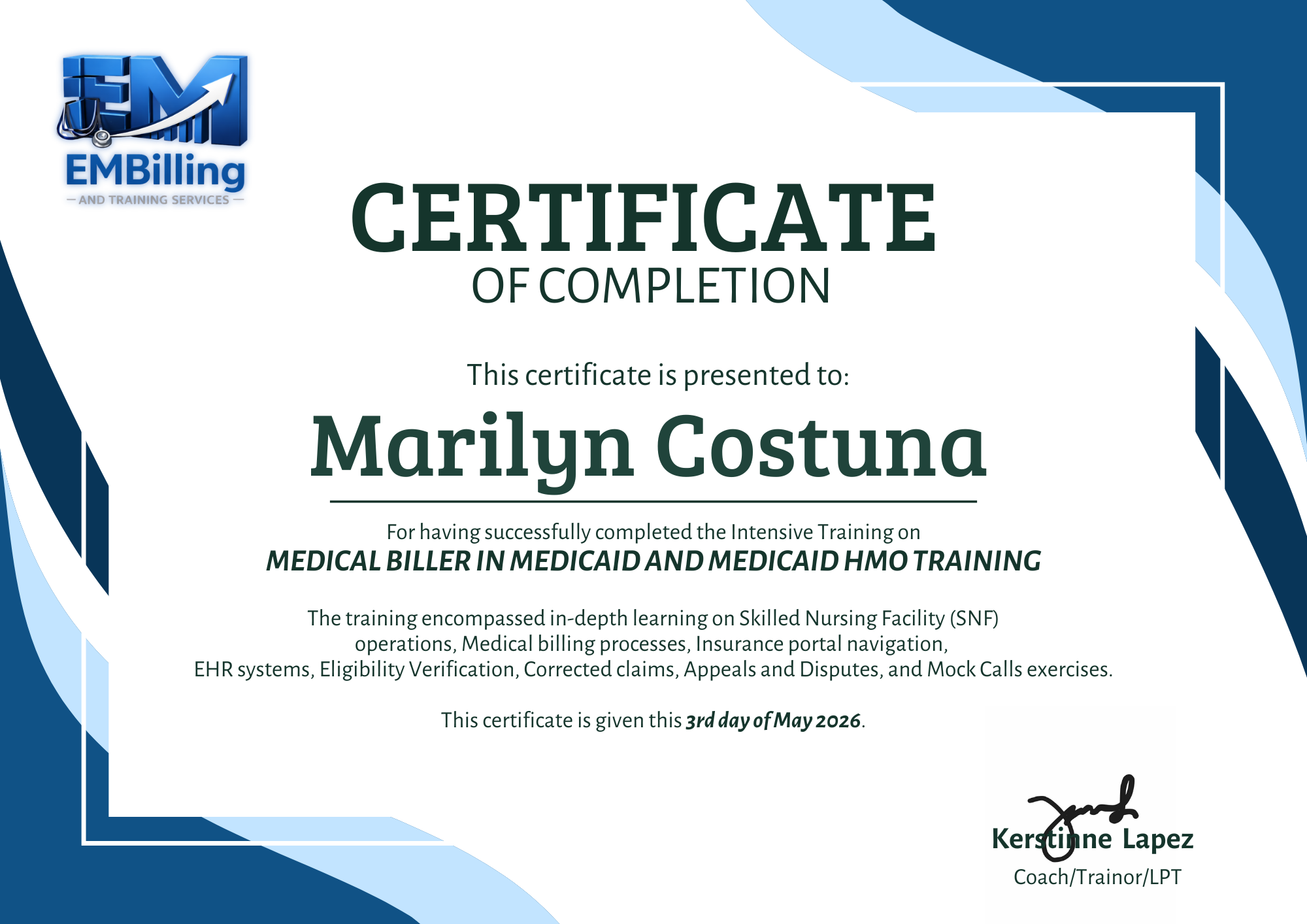 Medical Biller in Medicaid & Medicaid HMO Training