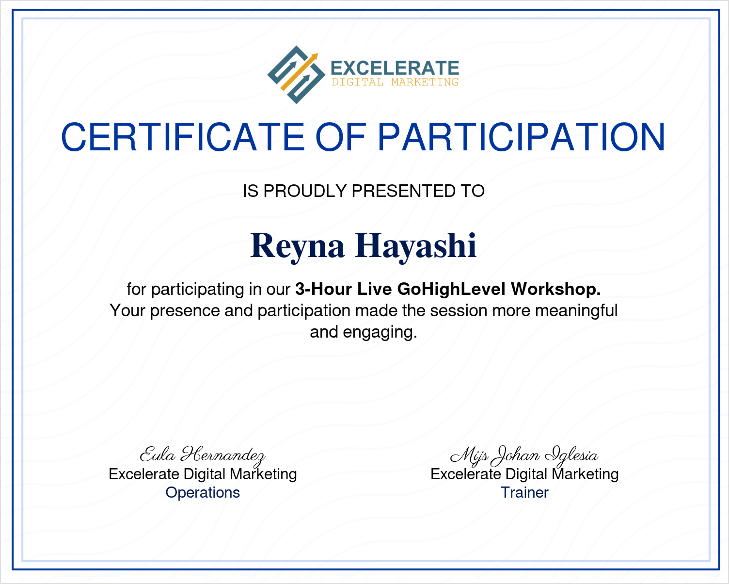 GoHighLevel Workshop Certificate