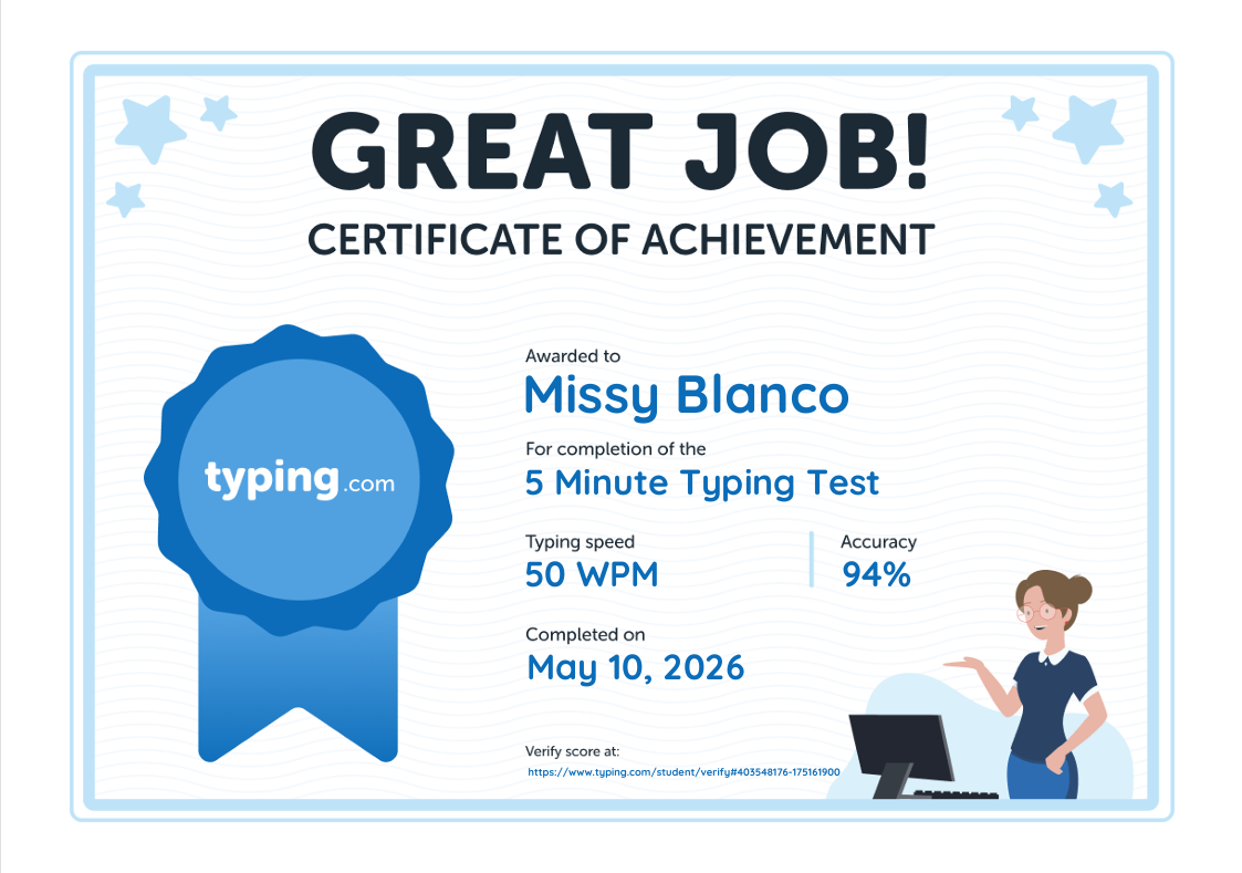 5 Minutes Typing Test Result