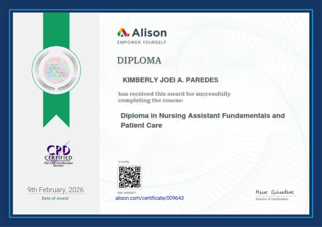 Diploma in Nursing Assistant Fundamentals and Patient Care