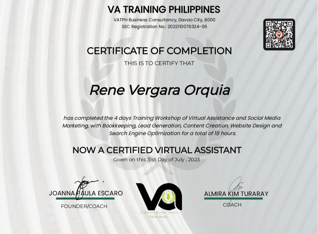 GENERAL VIRTUAL ASSISTANT - VA TRAINING PHILIPPINES