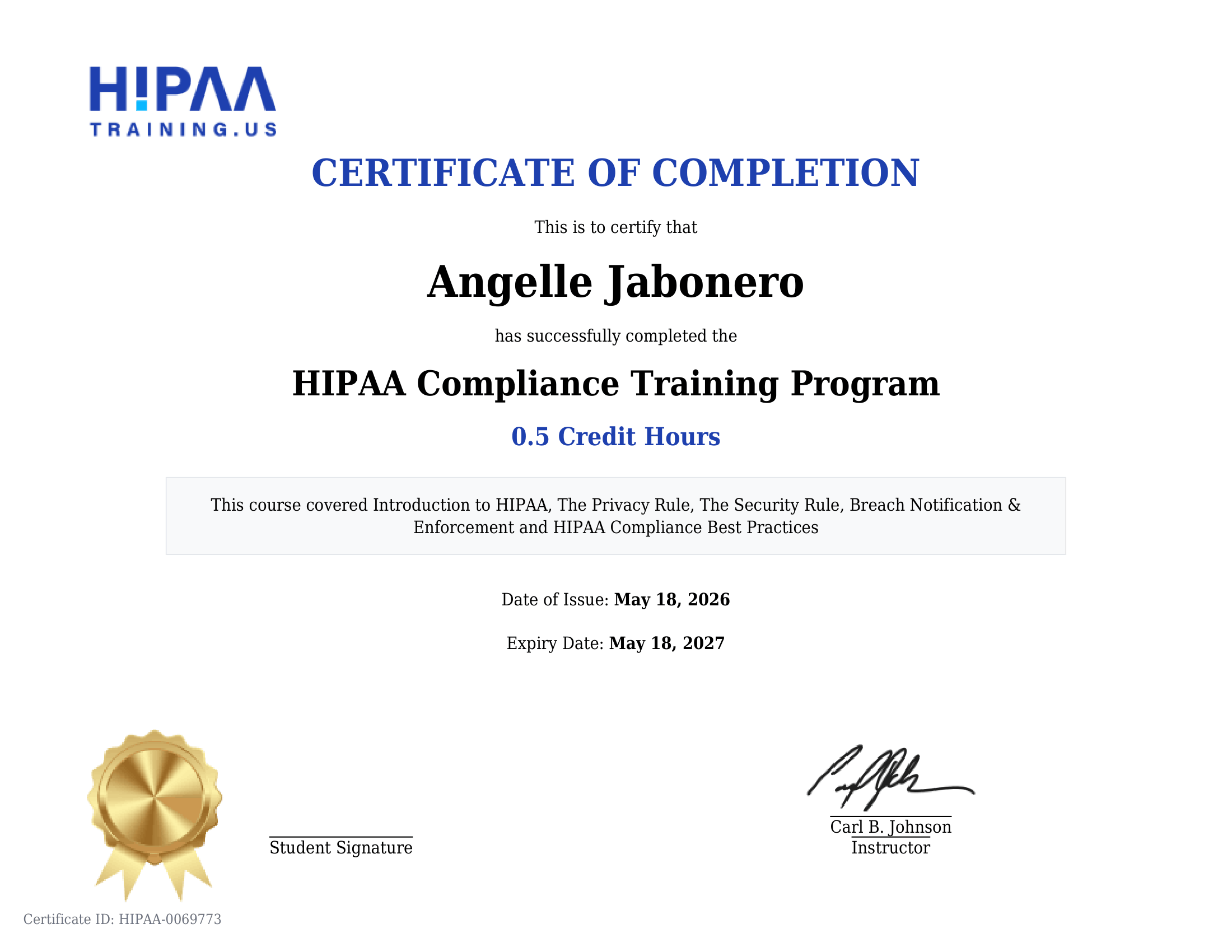 HIPAA Compliance Training Program