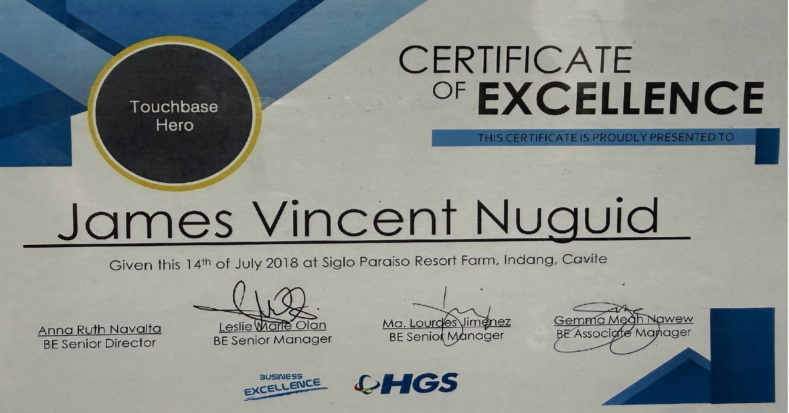 Touchbase Hero Award