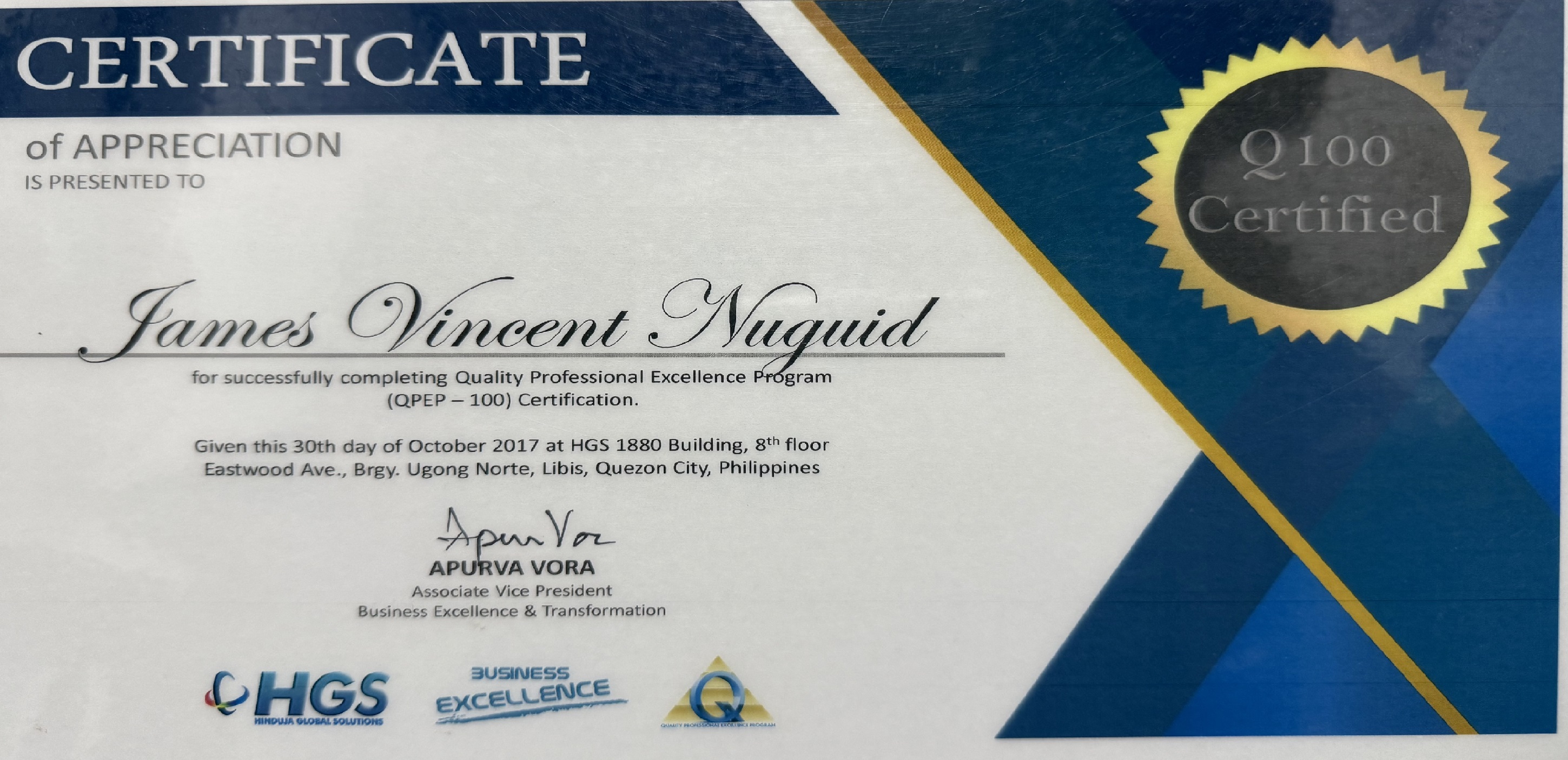 Quality Professional Excellence Program (QPEP - 100)