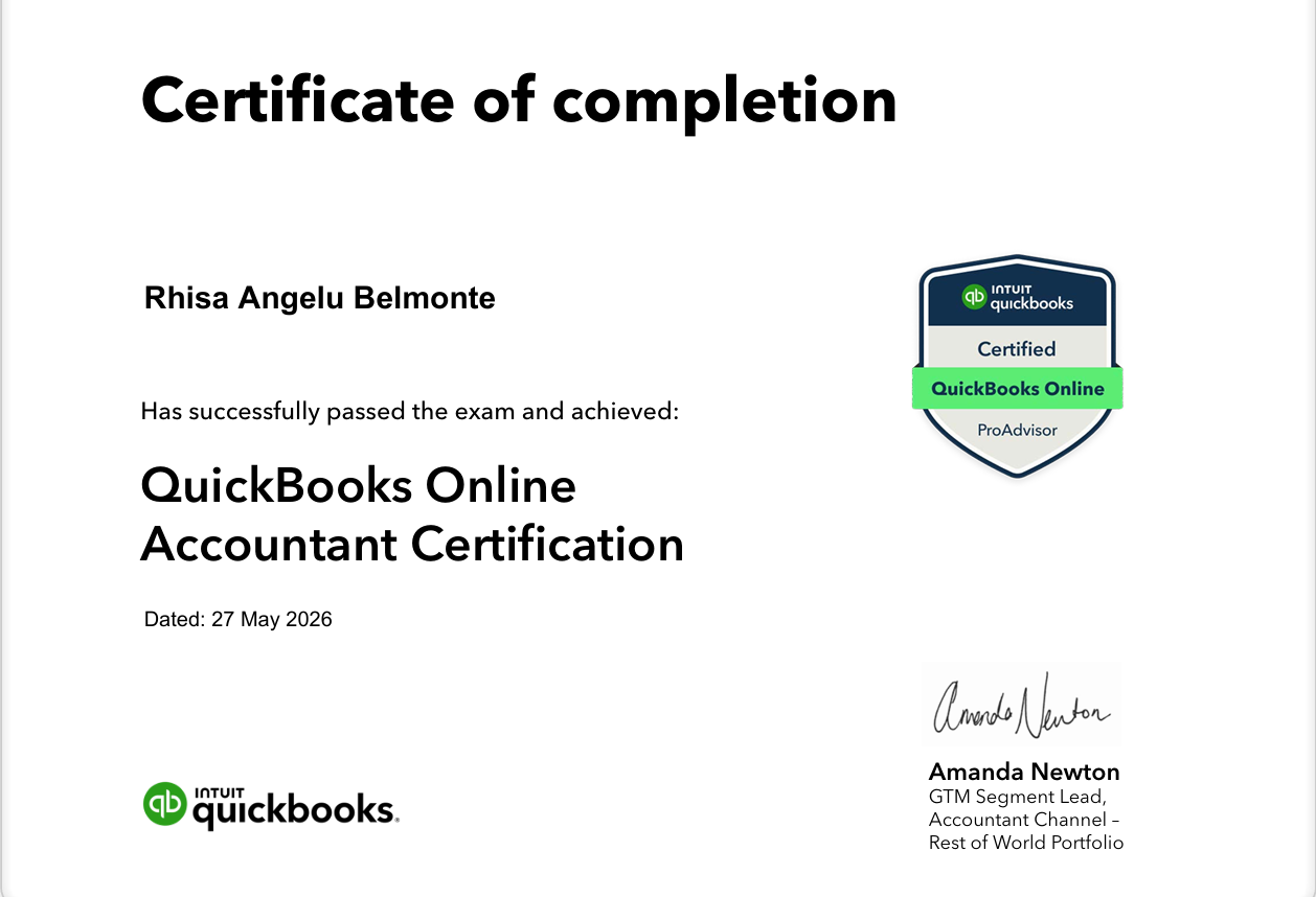 Certificate of completion_QuickBooks Online