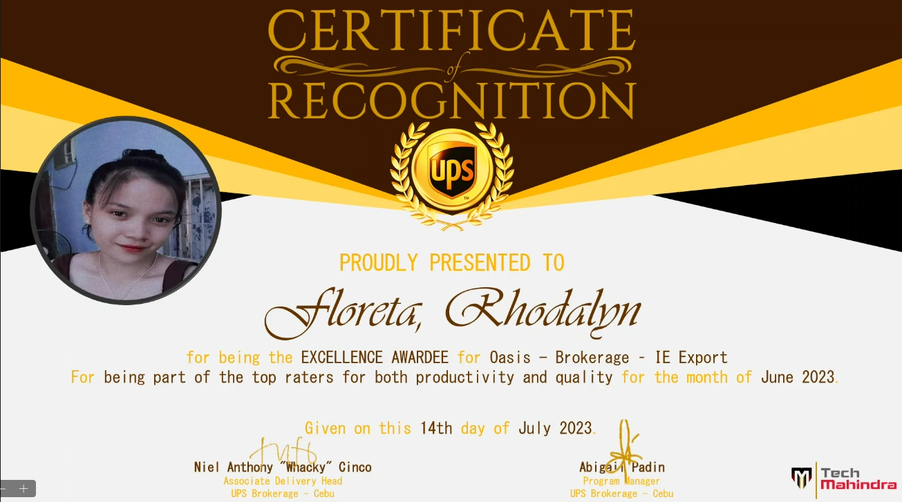 TechMahindra - Excellence Awardee Month of June 2023