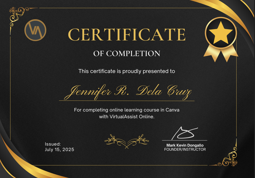 Certificate of Completion - Canva