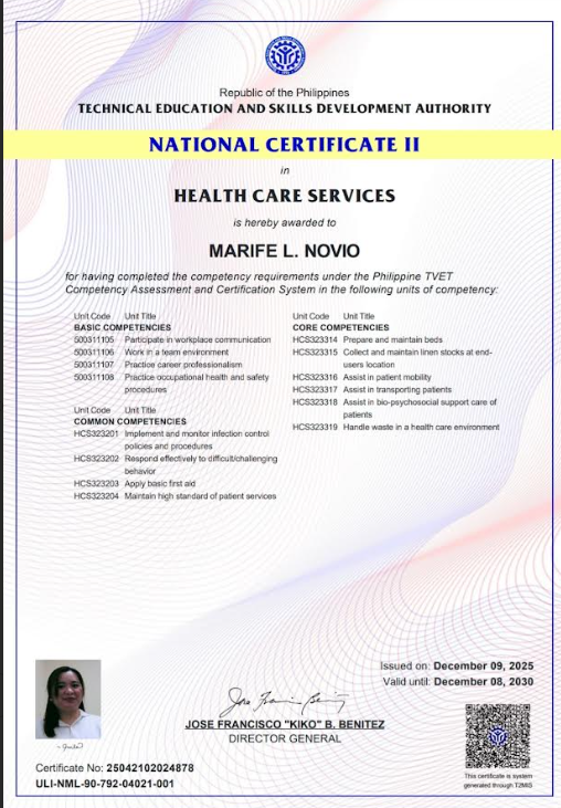 NC II Passer - Health Care Services