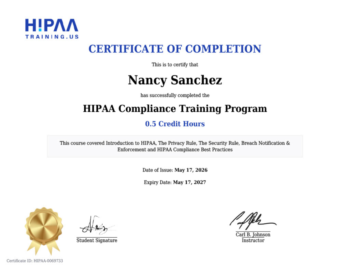 HIPPA Certification