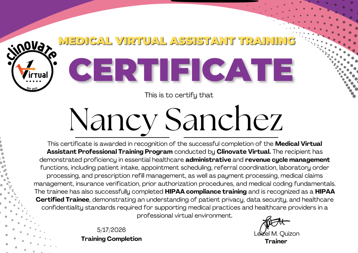Medical Virtual Assistant Certificate