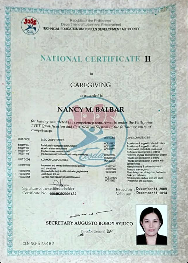 National Certificate 2 in Caregiving