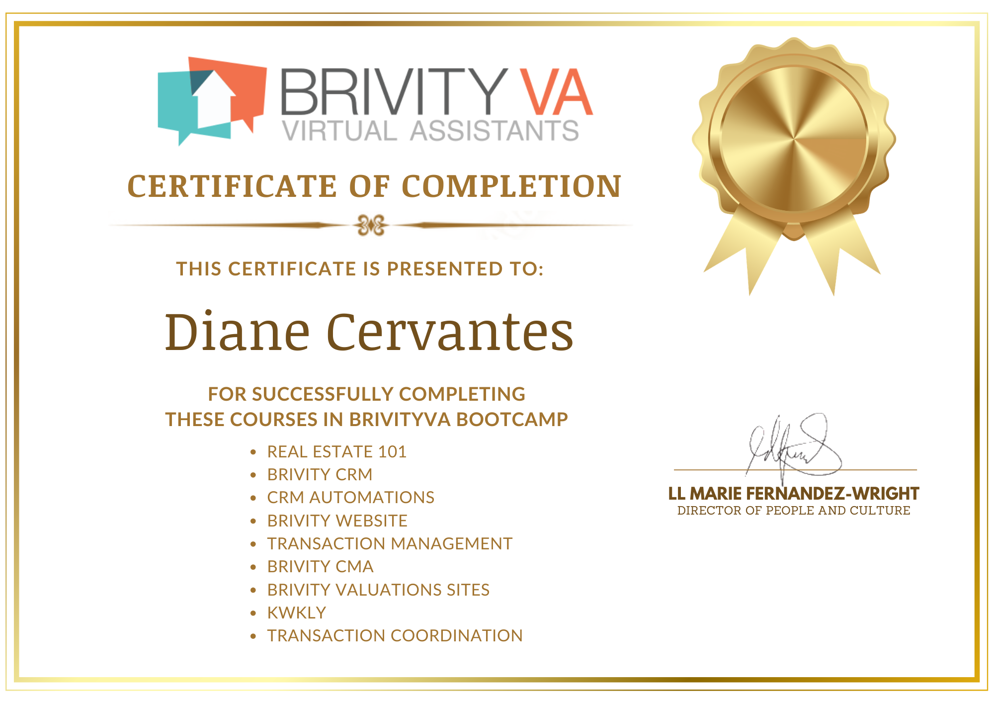 Brivity Bootcamp - Transaction Coordinator/Database Manager