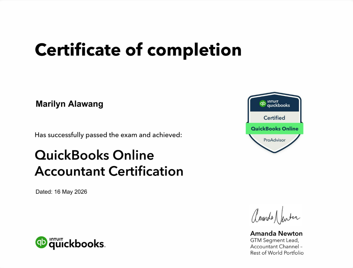 Quick Books Online Certification