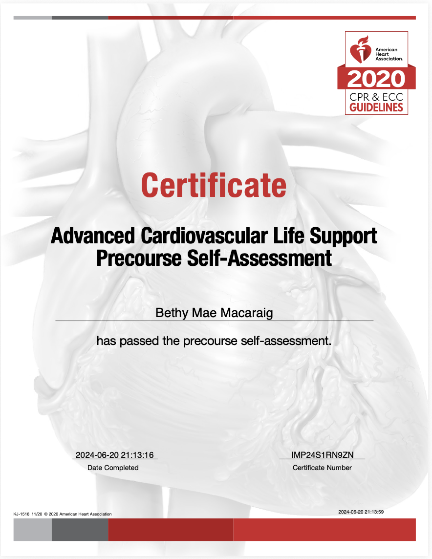 ACLS CERTIFICATE