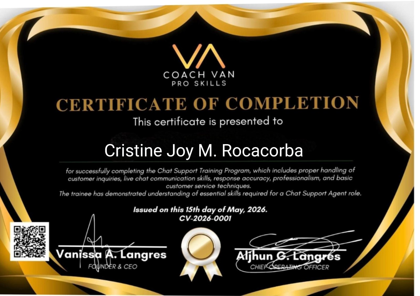 Completed Chat Support Training Program