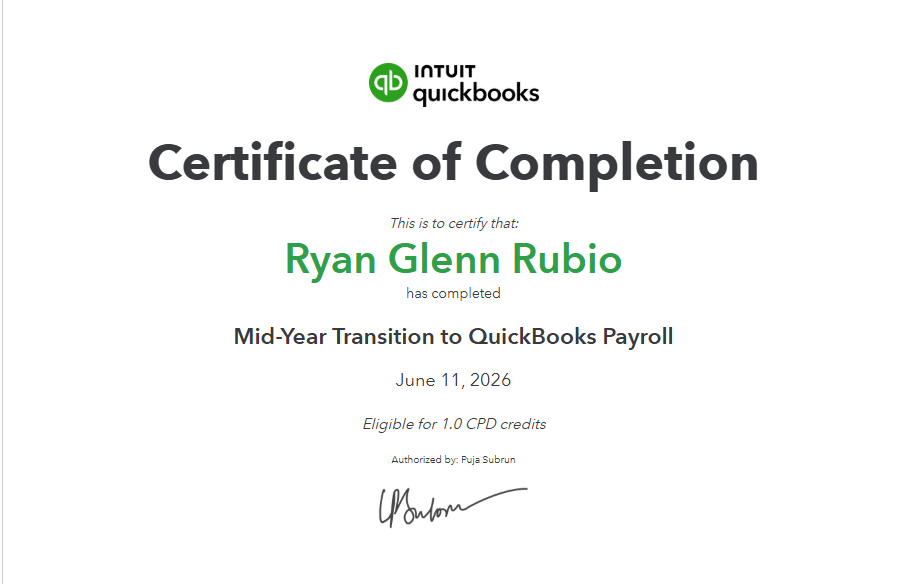 QuickBooks Payroll - MidYear Transition