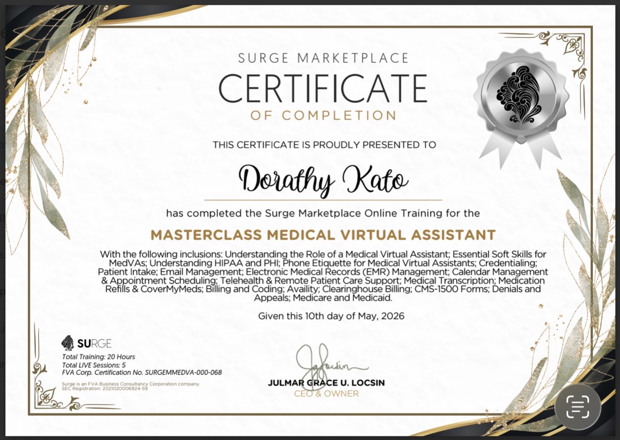 MedVA Masterclass Certificate