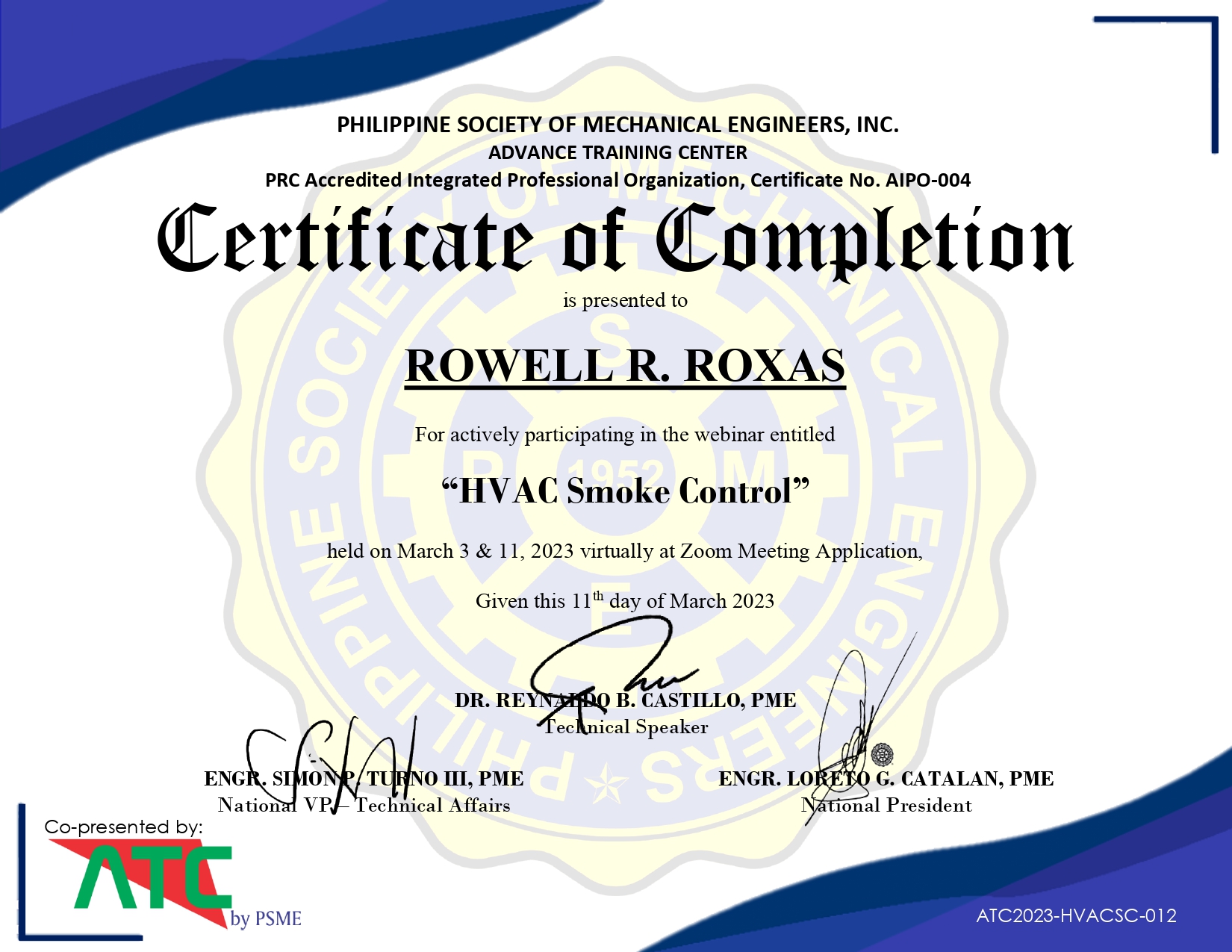HVAC Smoke Control Certificate