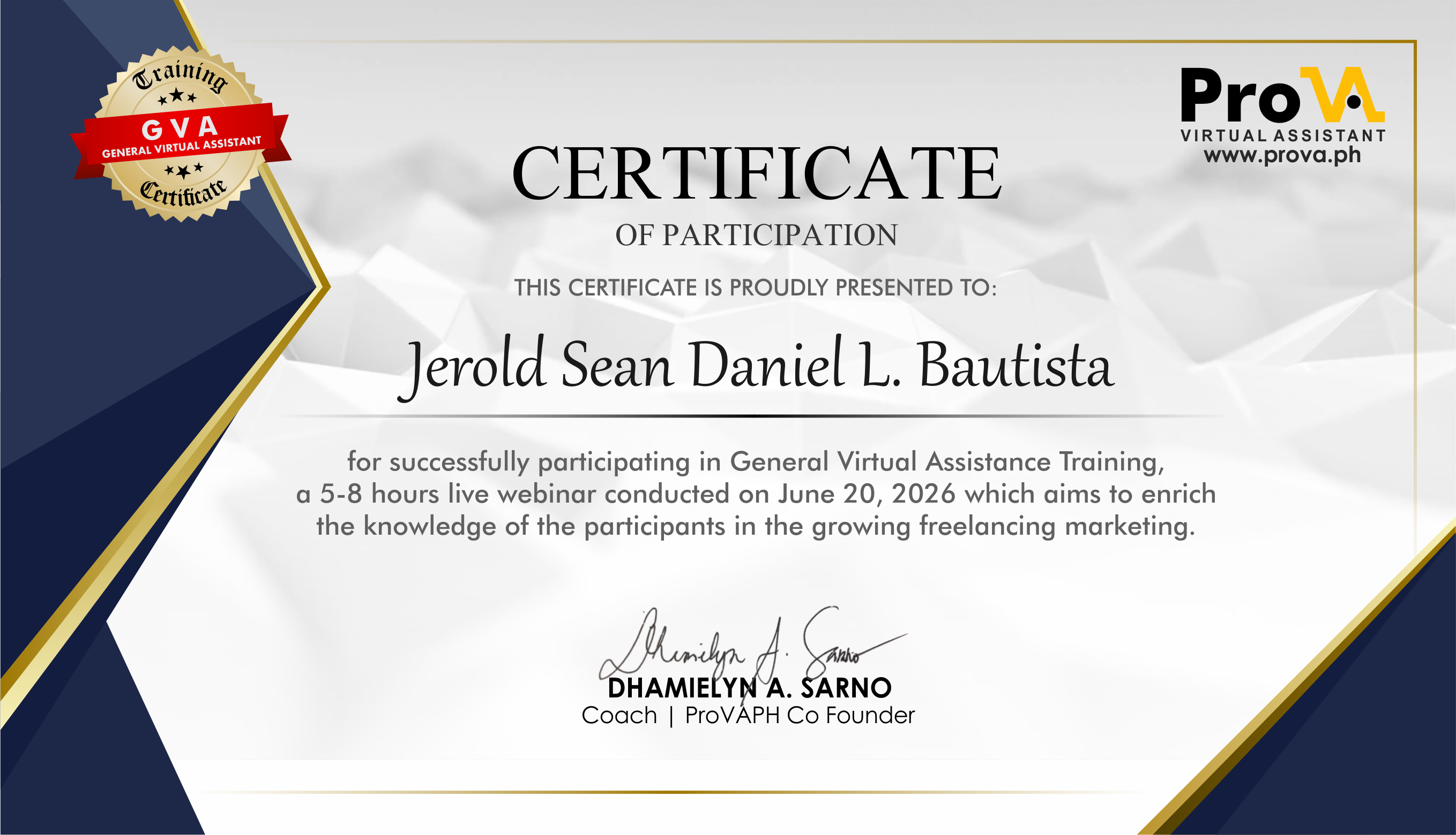 Virtual Assistant (VA) Training Certification