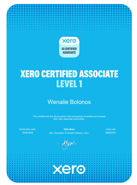 L1 Xero certified associate