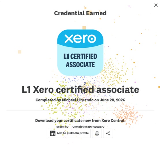 L1 Xero Certified Associate