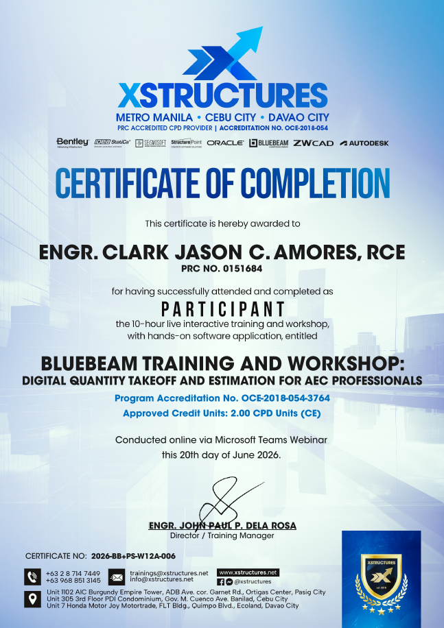 BLUEBEAM TRAINING AND WORKSHOP : Xstructures