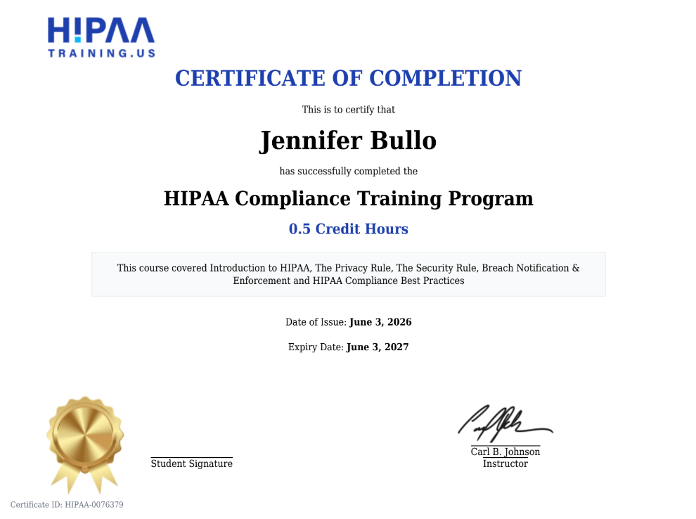 HIPAA Certified Trainee