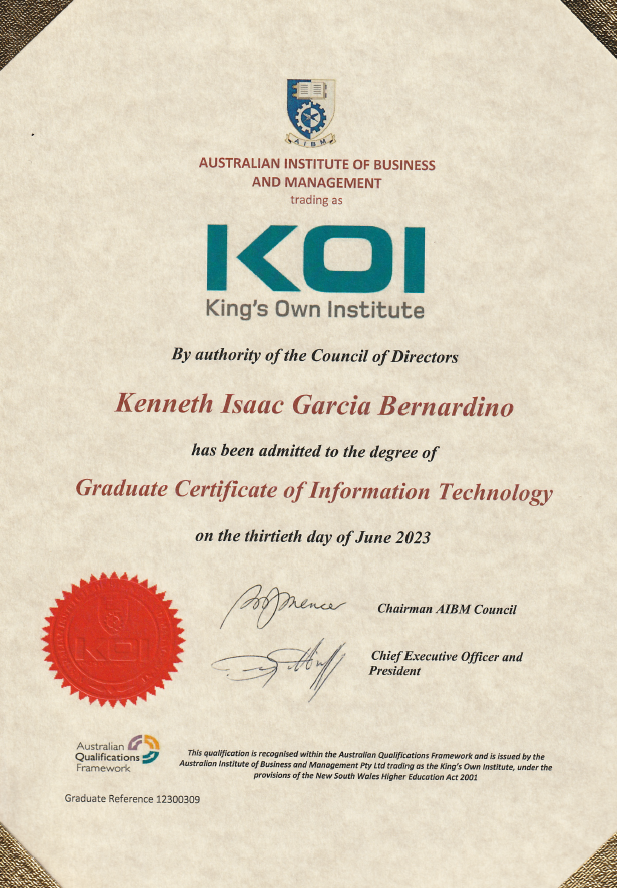 Graduate Certificate of Information Technology