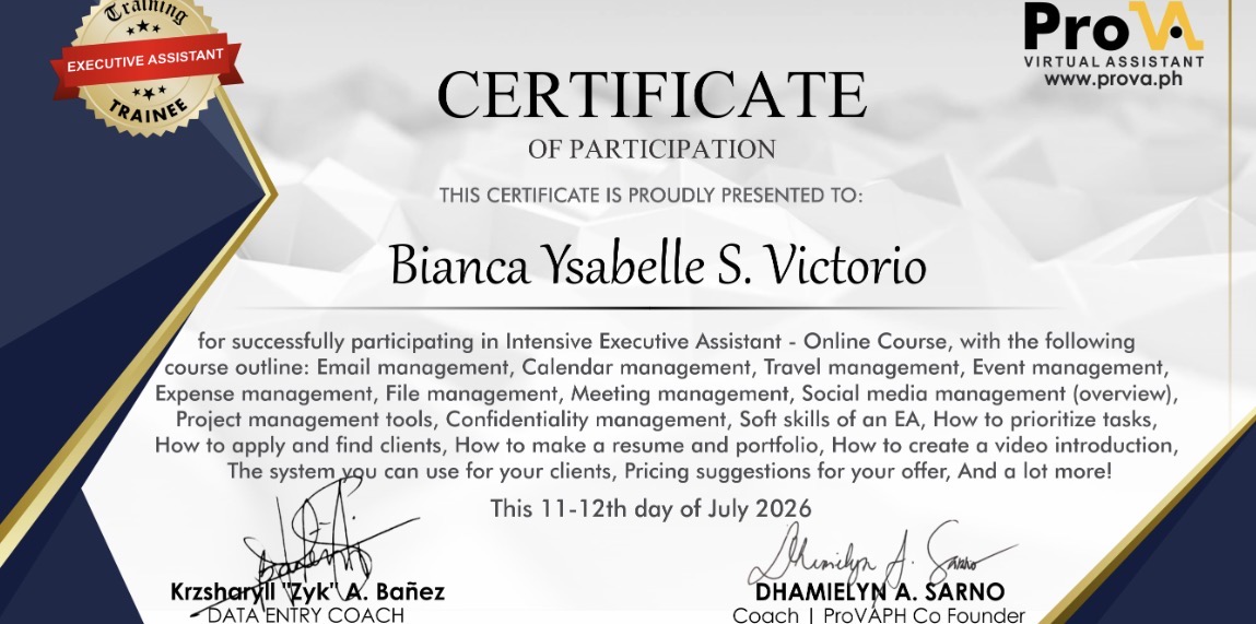 Certificate of Training Completion