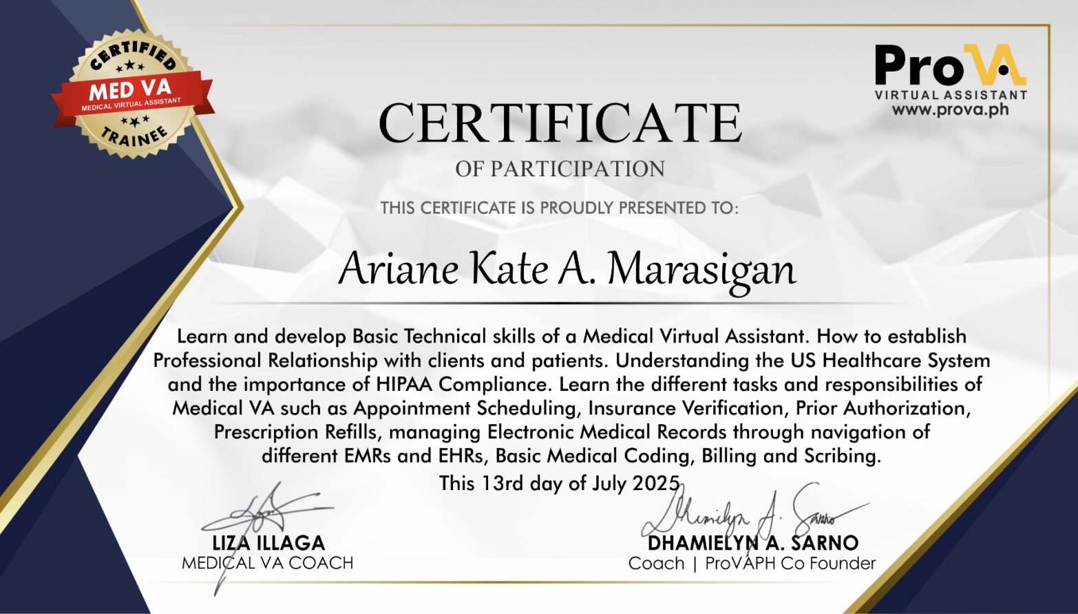 MED VA CERTIFICATION