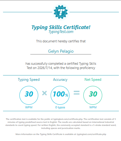 Typing Test Result