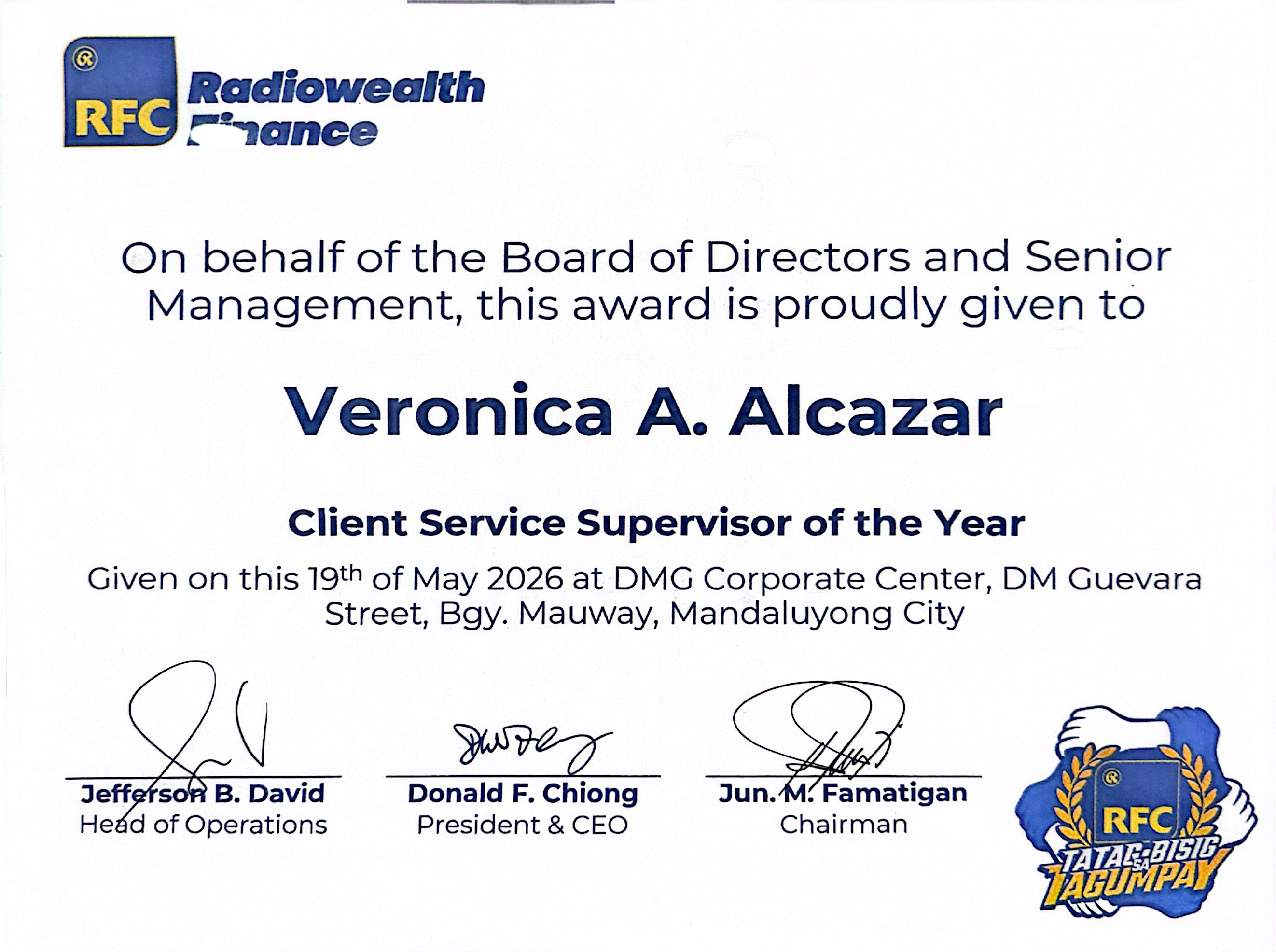 CUSTOMER SERVICE SUPERVISOR OF THE YEAR 2025