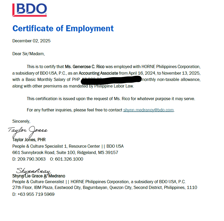 COE -BDO USA