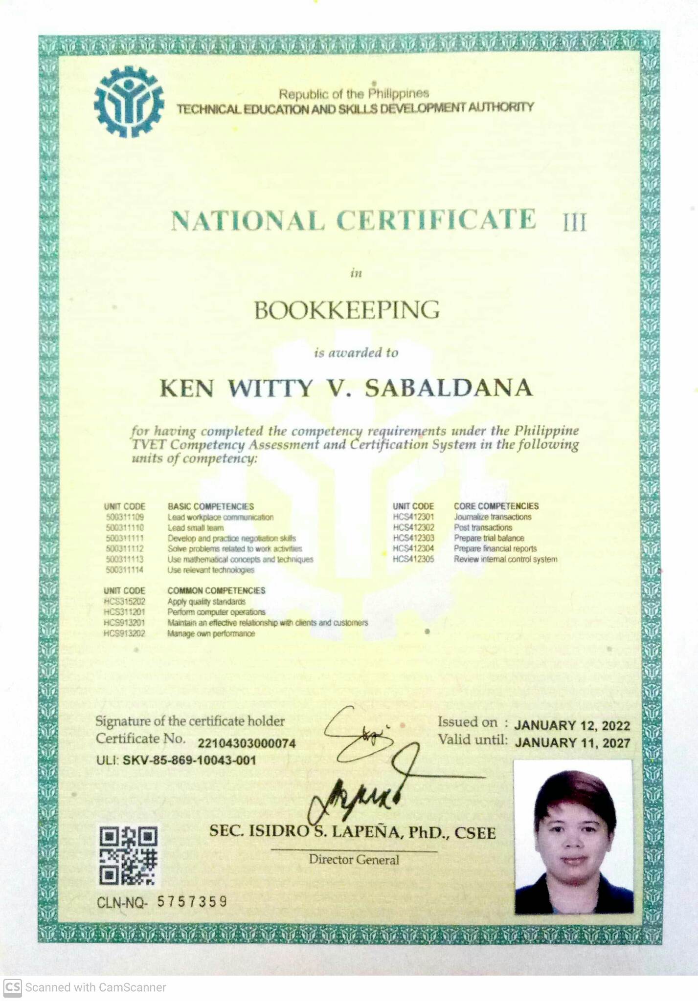 NC-3 Bookkeeping