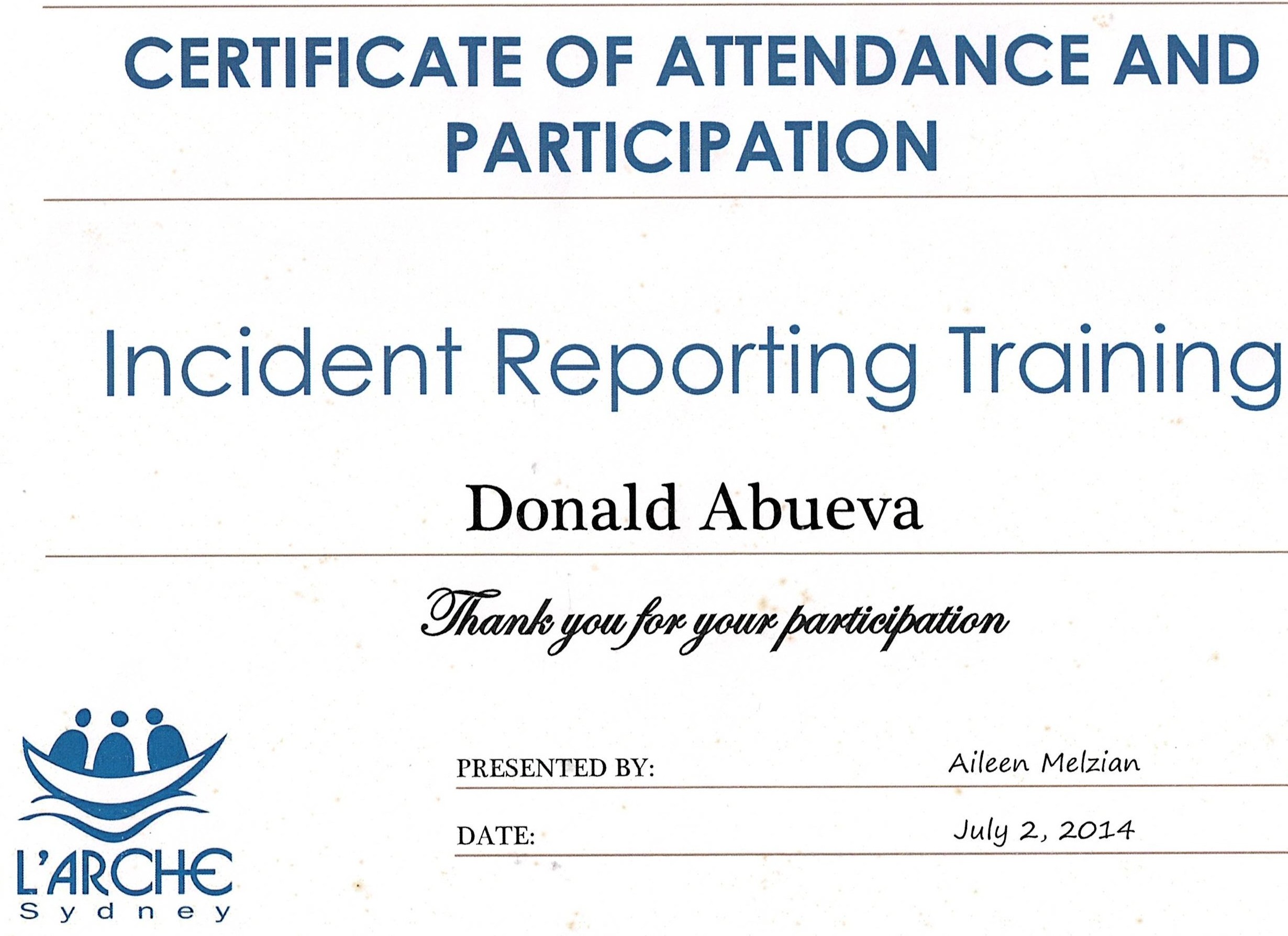 C2   INCIDENT REPORT