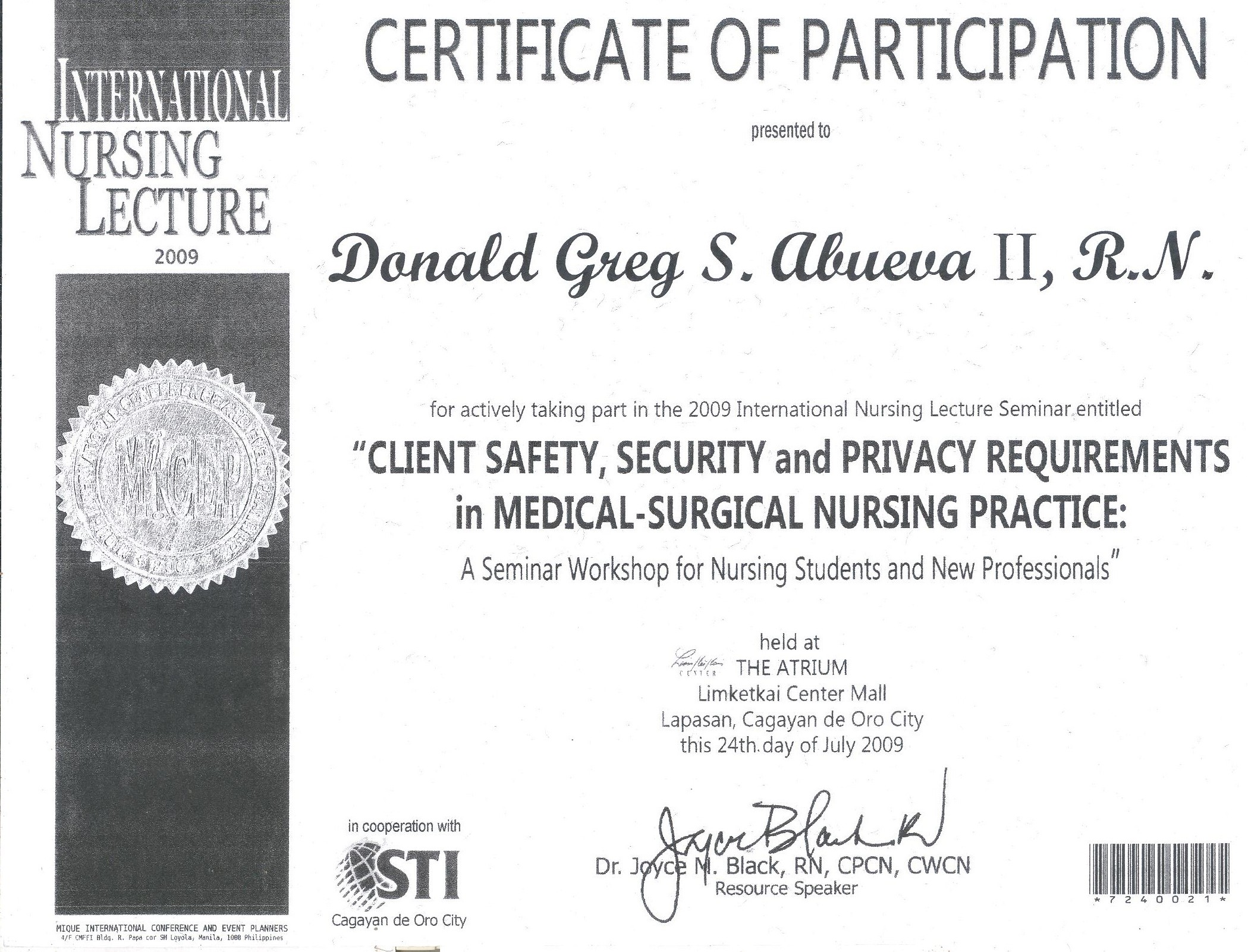C8   CLIENT SAFETY, SECURITY, AND PRIVACY REQUIREMENTS IN MEDICAL-SURGICAL NURSING PRACTICE