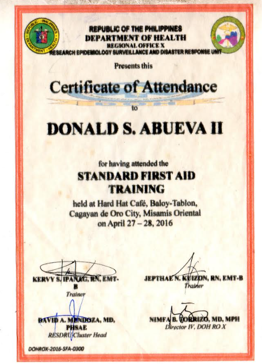 D3   STANDARD FIRST AID TRAINING