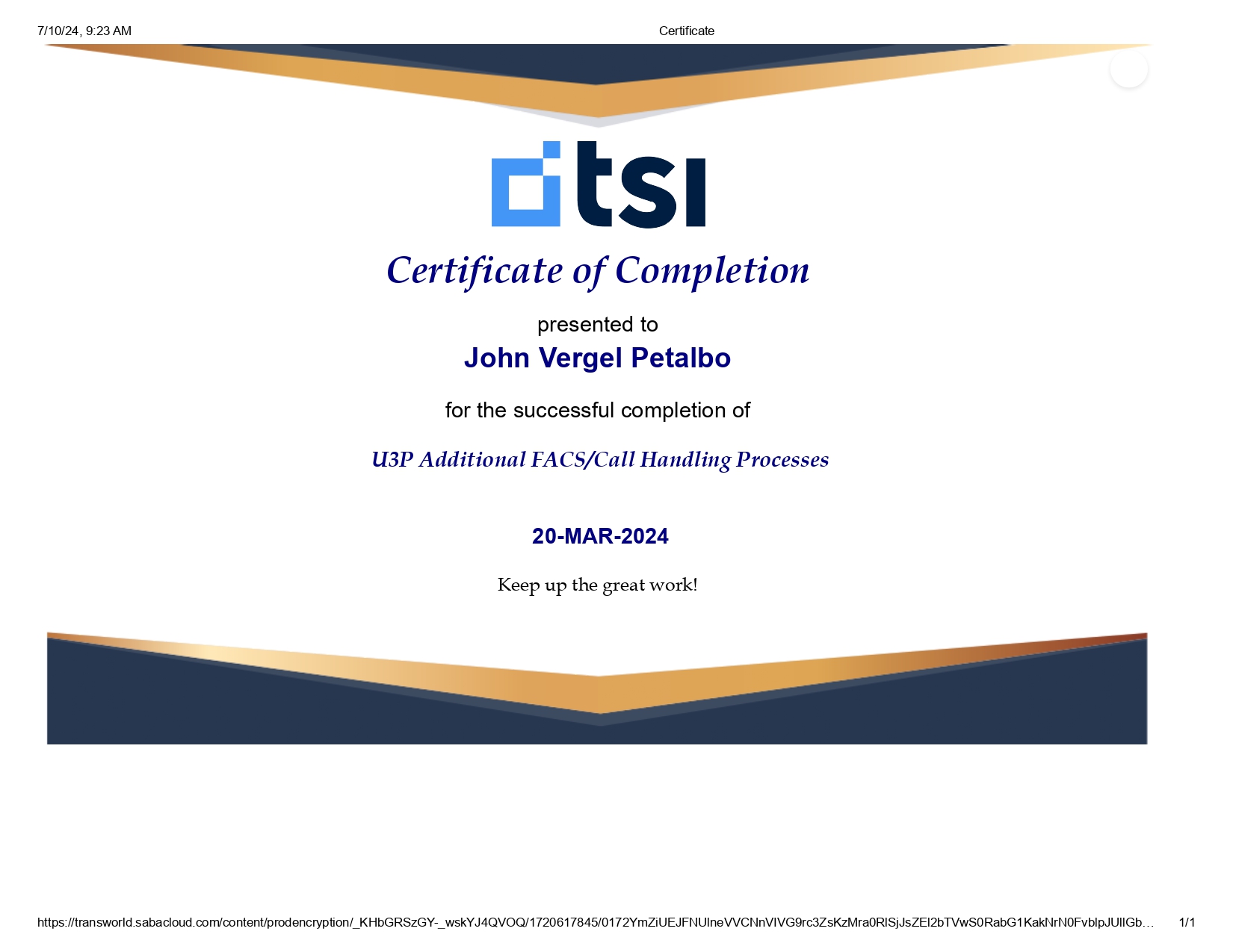 U3P Additional FACS / Call Handling Processes