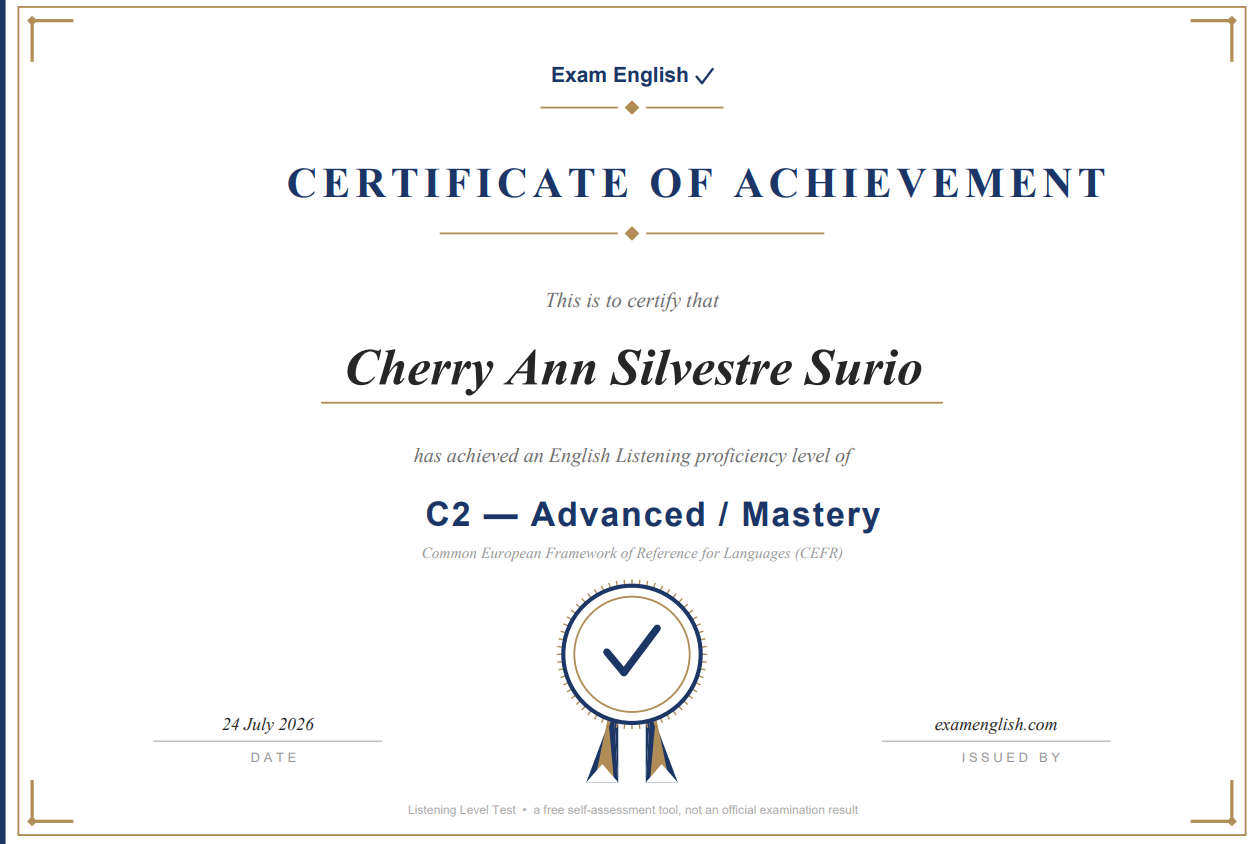 English Listening proficiency level of C2 — Advanced / Mastery